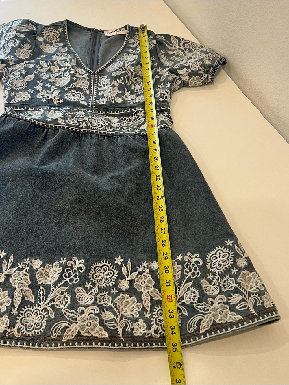 Savanna Jane Jean Girly Western Embroidered Jean dress size: S party vacation - Picture 7 of 7